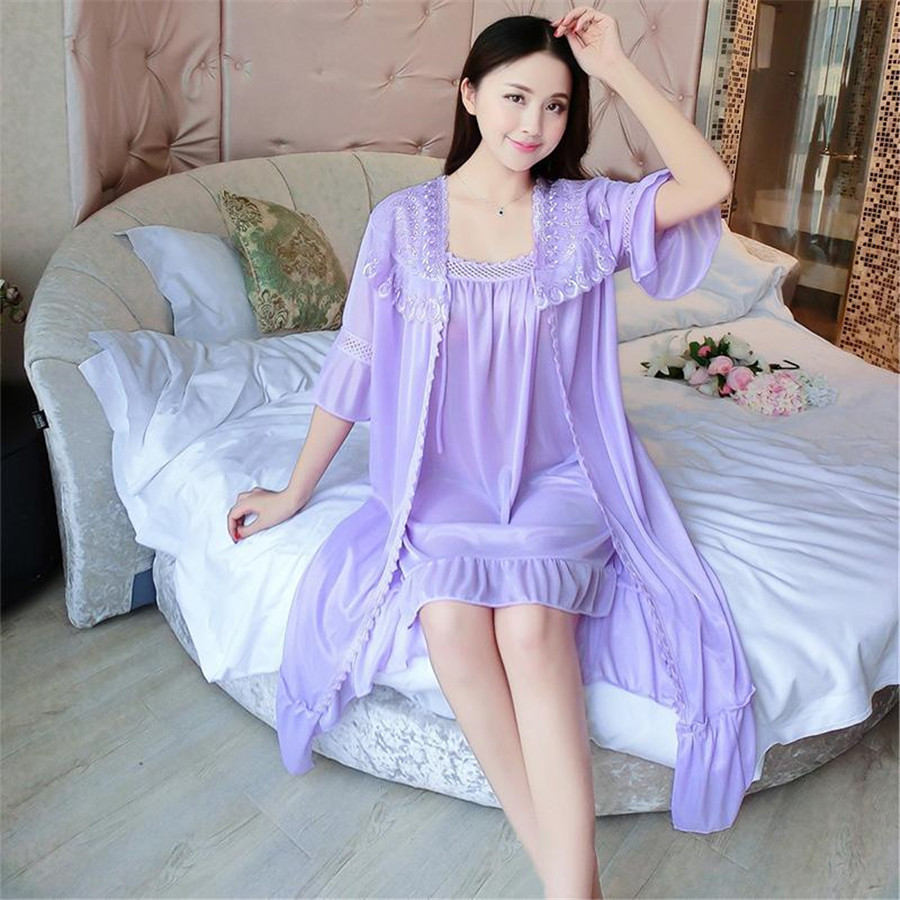 2024 فستان نوم مثير بياقة على  - مراجعة Robe Silk Women وسعره