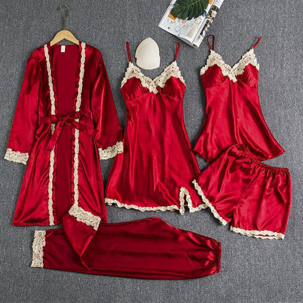طقم بيجامة شبيه بالحرير للنساء - مراجعة Robe Silk Women وسعره